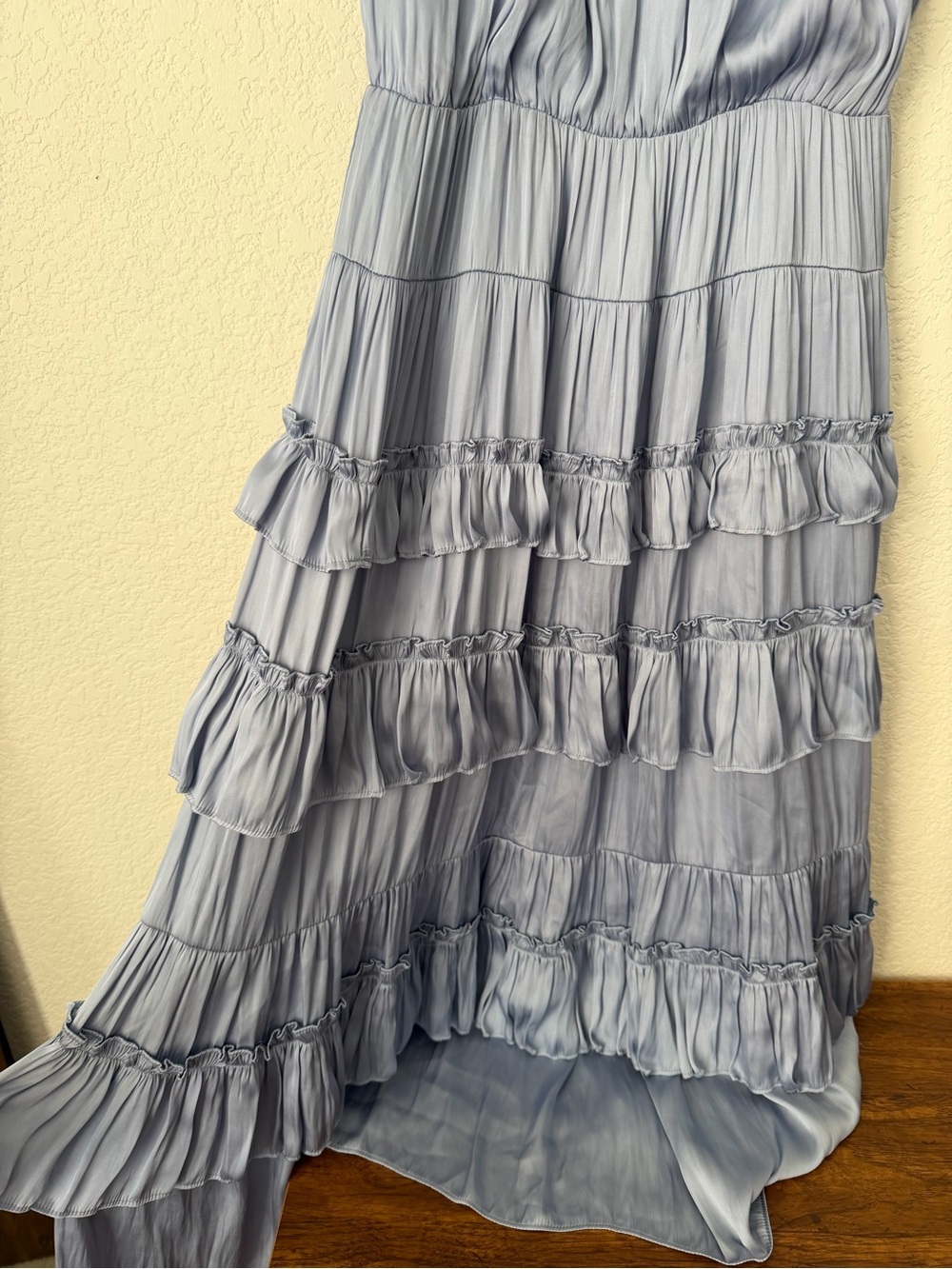ASTR the Label Tiered Matte Satin Midi Dress in Blue Medium - Picture 4 of 8